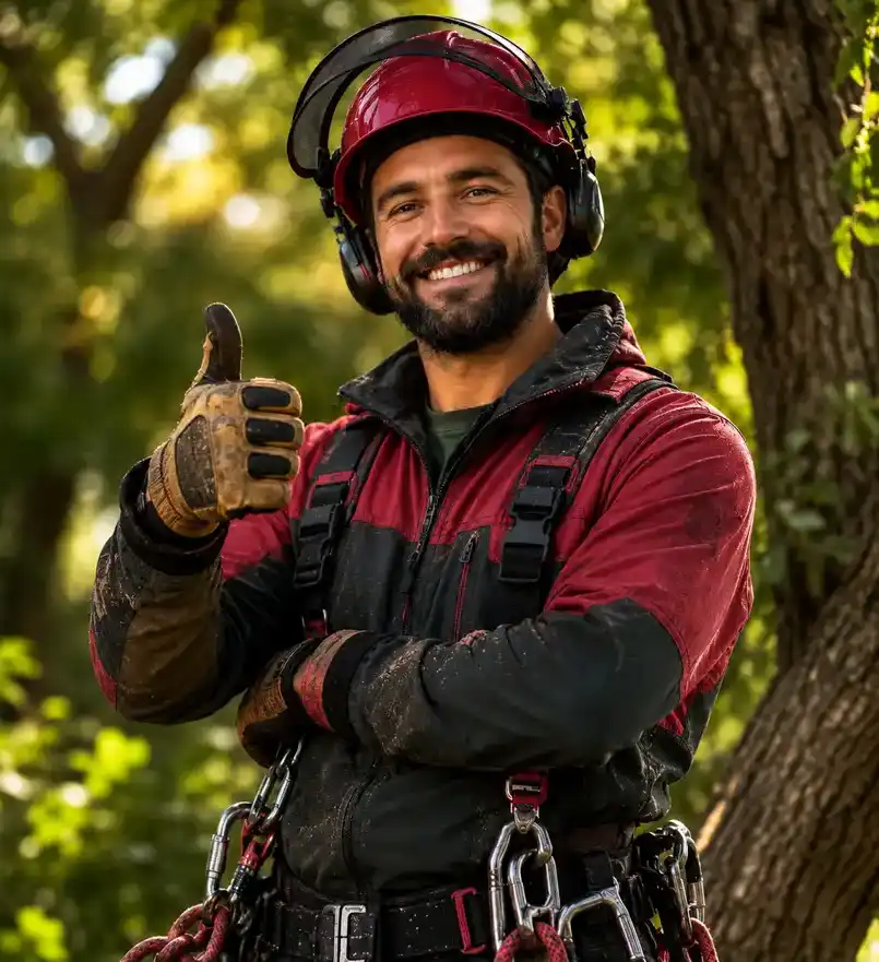 Tree service professional giving a thumbs up