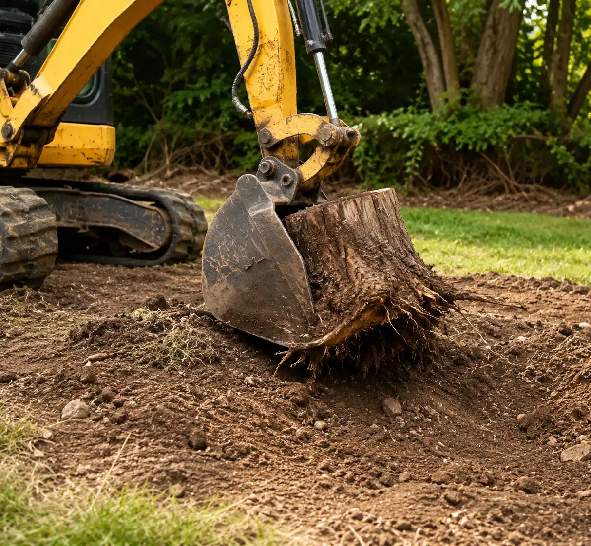 Professional stump removal work on a residential property